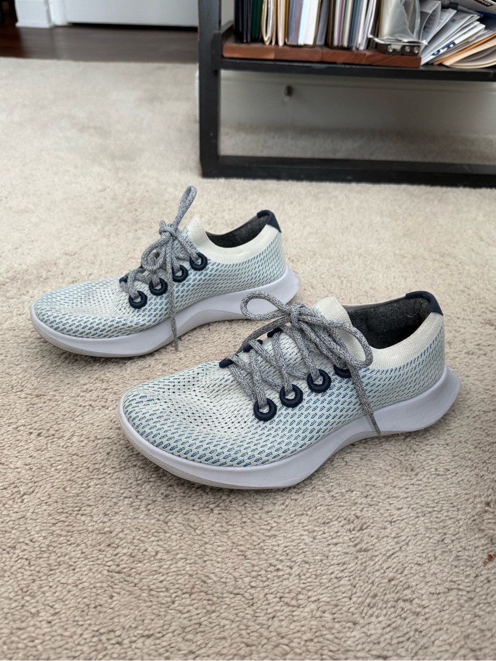 allbirds Women's Light Blue Knit Lace-Up Sneakers
